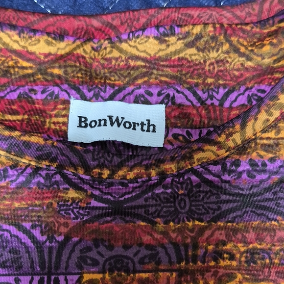 Bon Worth Women's Print Pullover Blouse 3/4 Sleeve Size XL - Picture 4 of 7